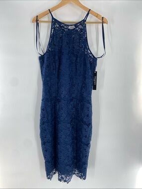 Tahari ASL Blue/Parisian Stroll Lace Mini Benson Dress Size 8 NWT